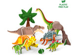 Colorful eco-friendly dinosaur playset with 80+ elements for imaginative pretend play and learning adventures.