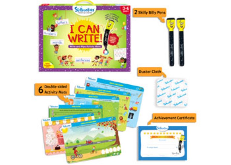 Engaging writing toolkit for kids, promoting fine motor skills and pen control with 30 interactive, wipe-clean pages.