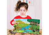 Colorful educational toy set with 80+ elements for kids to build eco-friendly habitats and explore amazing animals.