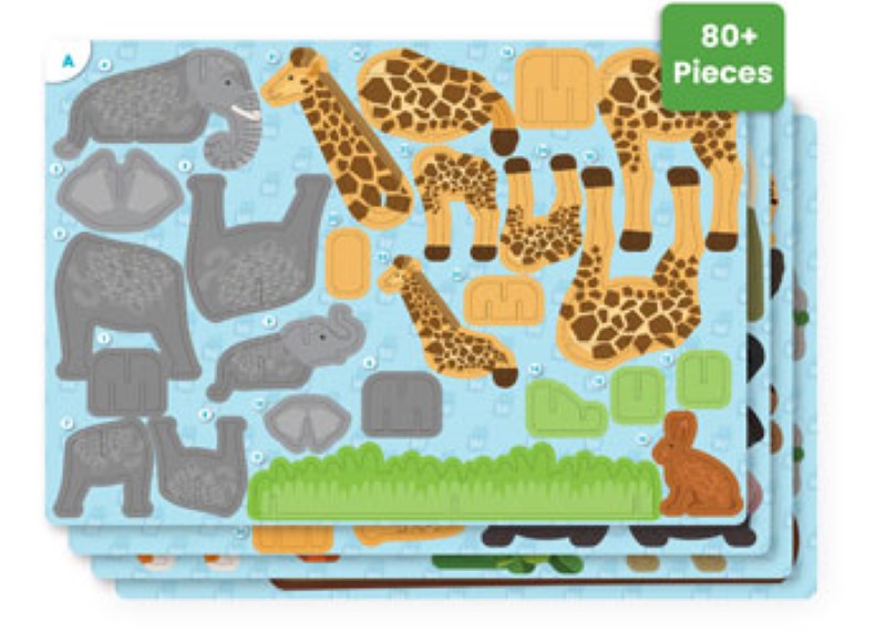 Kids exploring nature and wildlife with Skillmatics - My World Amazing Animals educational toy, featuring 80+ eco-friendly elements.