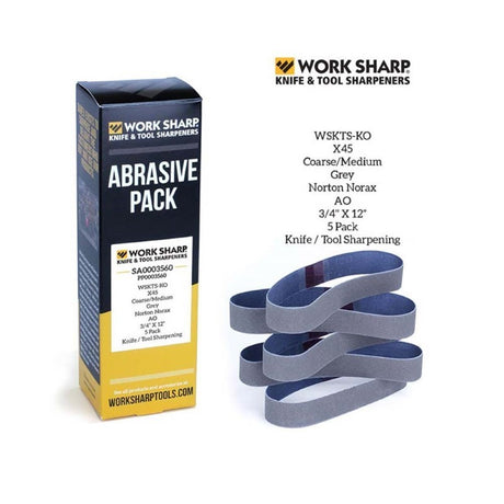 WS 5pc X45 ceramic replacement belts for WSKTS-KO, ideal for sharpening knives and scissors with precision and efficiency.