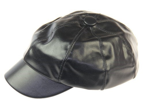 PU Baker Boy Hat BLACK - Set of 2