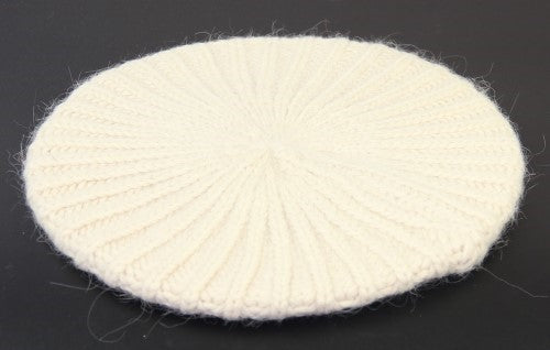 Angora Mix Ribb Beret IVORY - Set of 2