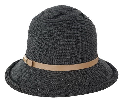 Jazzlyn Roll Edge PU Trim Hat BLACK
