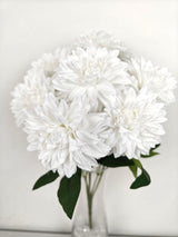 Artificial 7 Heads Dahlia Bush (White)