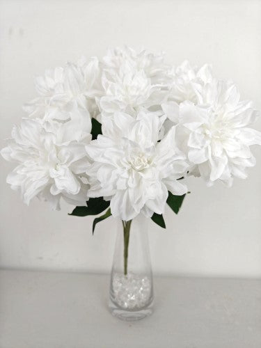 Artificial Dahlia Bush - X 7 Large (White )