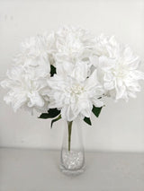 Artificial Dahlia Bush - X 7 Large (White )