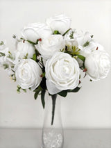 Artificial 18 Head Ranunclutus Bush (White)