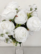 Artificial 18 Head Ranunclutus Bush (White)