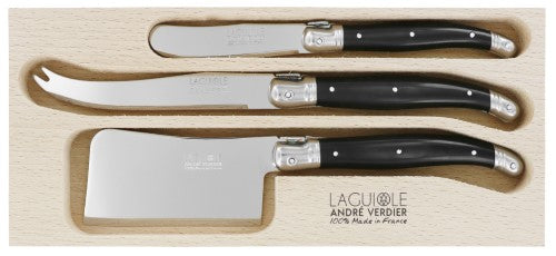 Cheese Knife Set with Butter Spreader - ANDRE VERDIER Black (3 Piece)