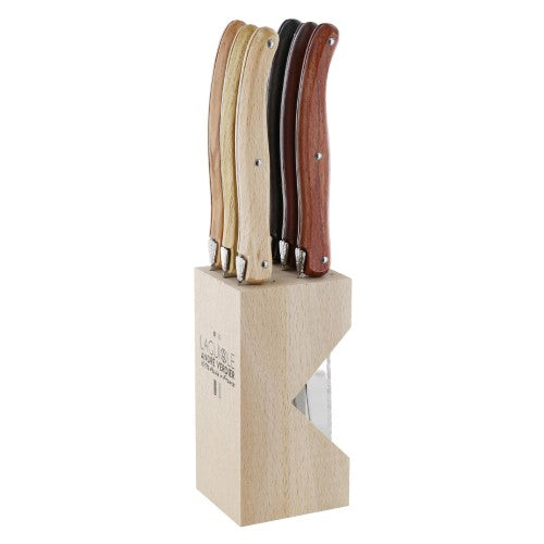 Steak Knife Set in Block - ANDRE VERDIER Assorted (6 Piece)