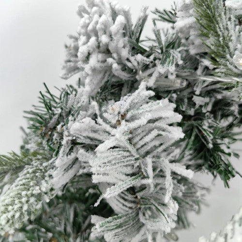 Artificial Snowy Mixed Pine Wreath with LED Light (24")