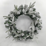 Artificial Snowy Mixed Pine Wreath with LED Light (24")