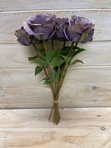 Artificial Rose Bud Bundle - X 8 (Mauve Purple)