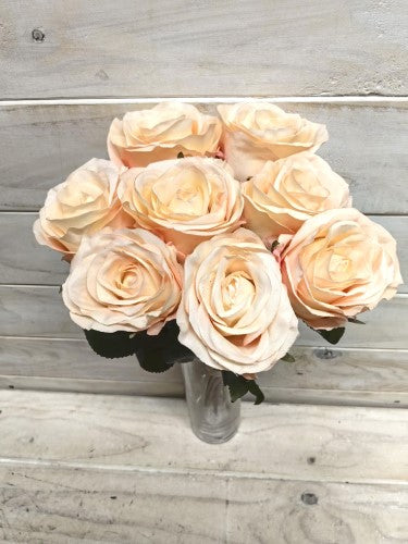 Artificial Rose Bud Bundle - X 8 (Peach)