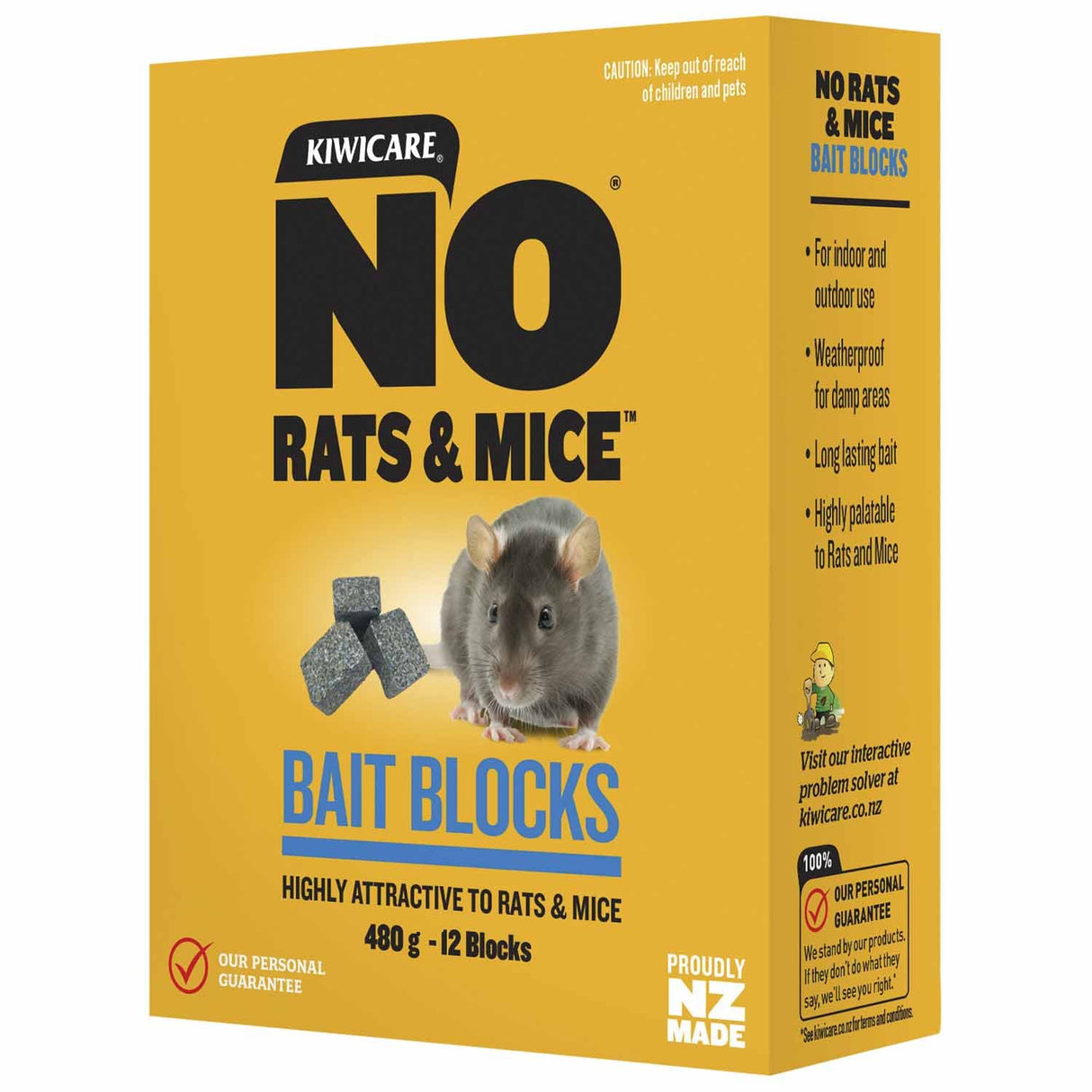 NO Rats and Mice Weatherproof Blocks - Kiwicare (480g)