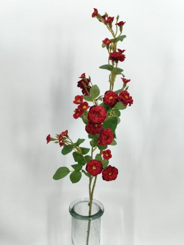 Artificial Mini Wild Rose Spray (Red)