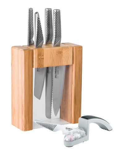 Knife Block With Bonus 2 Stage Minosharp - GLOBAL IKASU V