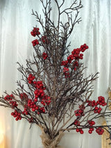 Artificial 24" Brown Twig Tree with Red Berries 63cm