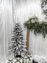 Snowy PE Pine Tree with Pot & 200 LED warm Lights (5')