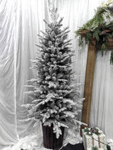 Snowy PE Pine Tree with Pot & 200 LED warm Lights (5')