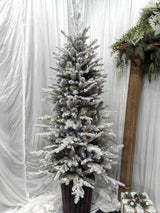 Snowy PE Pine Tree with Pot & 200 LED warm Lights (5')