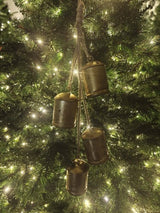 Ornament - Gold Metal Vintage Bells with Jute Hanging Rope (11cm X 6.5cm)