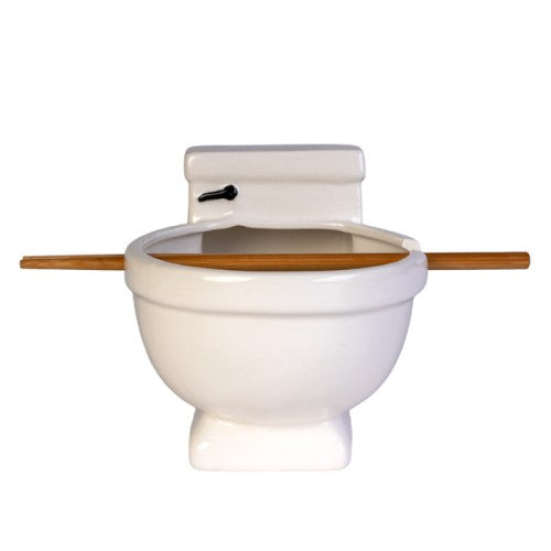Ceramic Noodle Bowl with Bamboo Chopsticks - Toilet