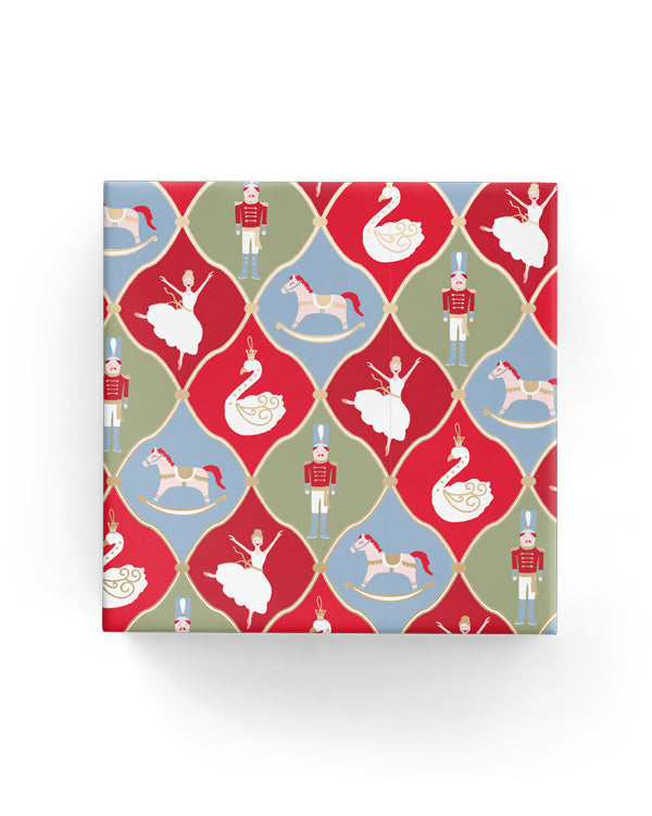 Wrapping Paper - Xmas Ornaments Wrap Blue Pistachio Red