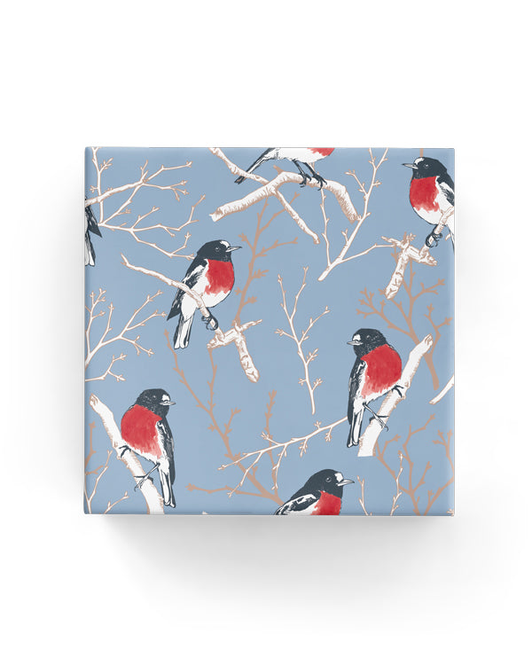 Wrapping Paper - Robins on Matte Wrap French Blue