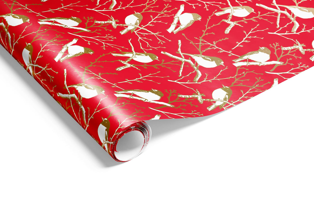 Wrapping Paper - Robins Wrap Red Gold