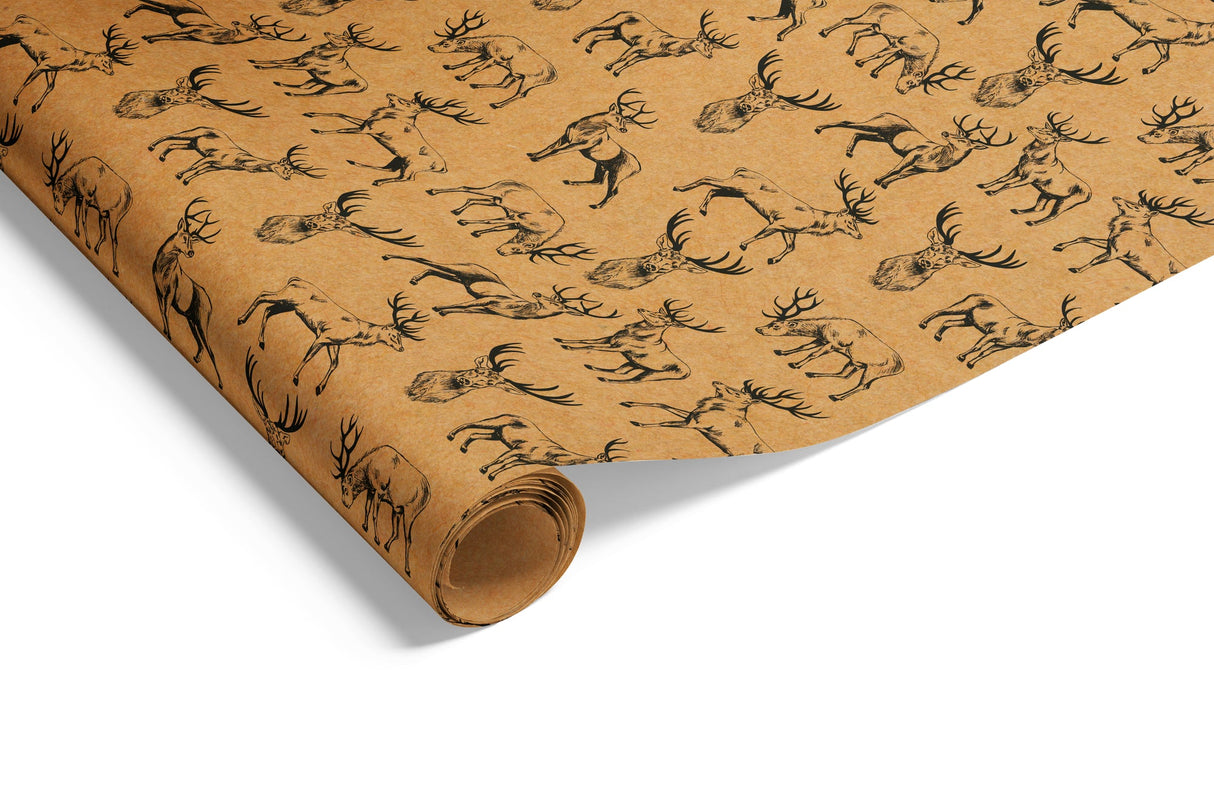 Wrapping Paper - Stag on Kraft Wrap Graphite