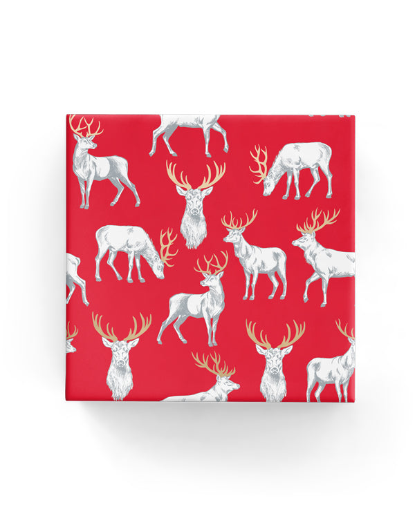 Wrapping Paper - Stag Wrap Red Gold