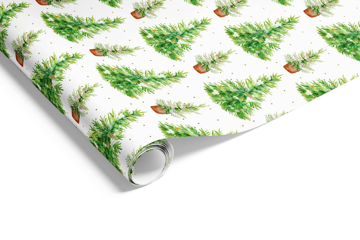 Wrapping Paper - Watercolour Trees on Matte Wrap White