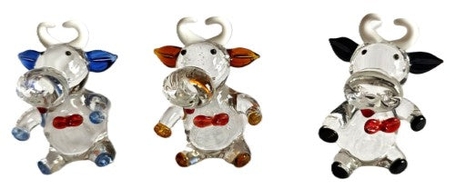 Ornament - Glass Art Cute Cows (Set of 3 Assorted)
