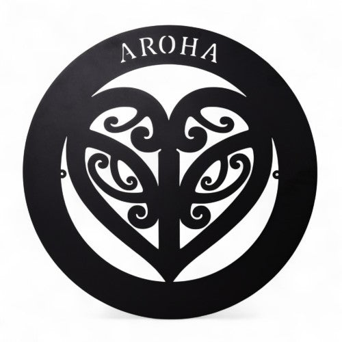 Round Aroha Black 50cm Wall Art