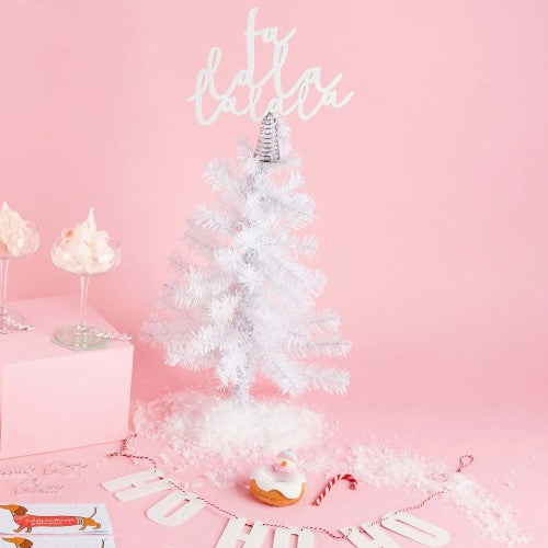 Good Cheer White 'Falala' Wooden Christmas Tree Topper