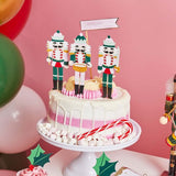 Holly Jolly Christmas Nutcracker Paper Cake Topper Set - Pack of 6