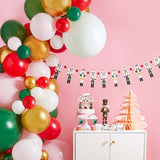 Holly Jolly Christmas Pink, Red, Green & Gold Balloon Arch Kit