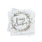 Holly Jolly Christmas Wreath 'Merry Christmas' Lunch Napkins - Pack of 16