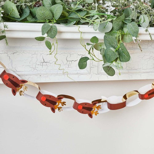 Merry Christmas Reindeer Paper Chain - Pack of 40