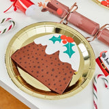 Merry Christmas Pudding Shaped Napkins - Pack of 16