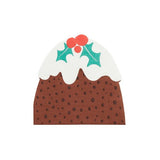 Merry Christmas Pudding Shaped Napkins - Pack of 16