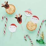 Merry Christmas Festive Friends Food Picks - Pack of 12