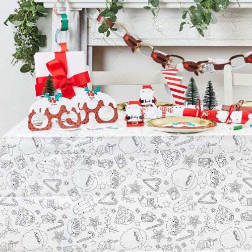 Merry Christmas Festive Colour In Paper Tablecloth