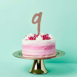 Metallic Mix Up Rose Gold Number '9' Glitter Acrylic Cake Topper
