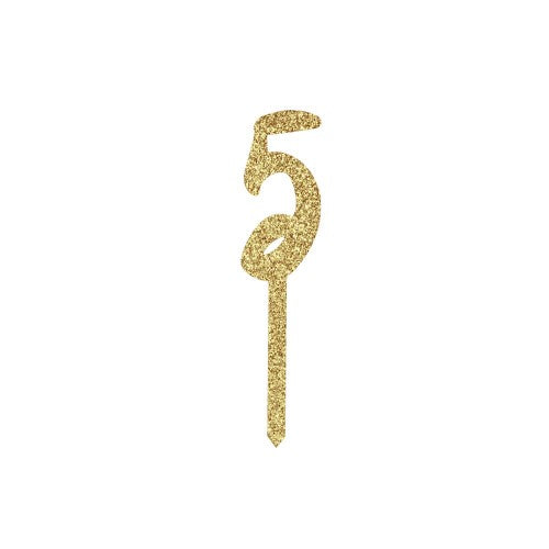Metallic Mix Up Gold Number '5' Glitter Acrylic Cake Topper