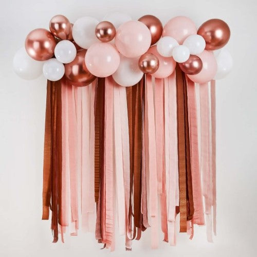 Metallic Mix Up Rose Gold Metallic Balloon & Streamer Backdrop Kit