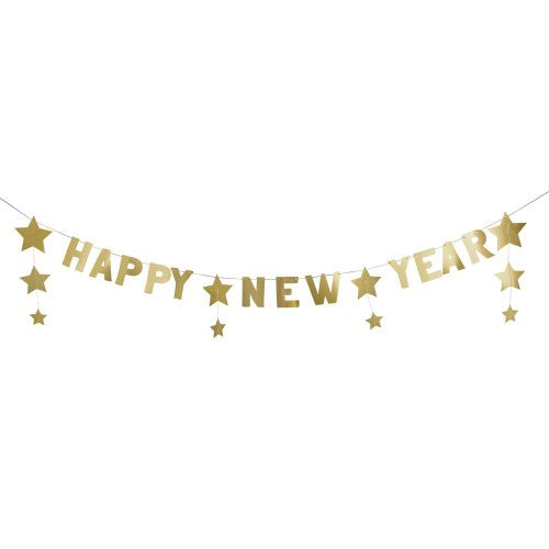 New Years Eve Happy New Year' Star Gold Card Banner 2m