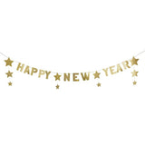 New Years Eve Happy New Year' Star Gold Card Banner 2m